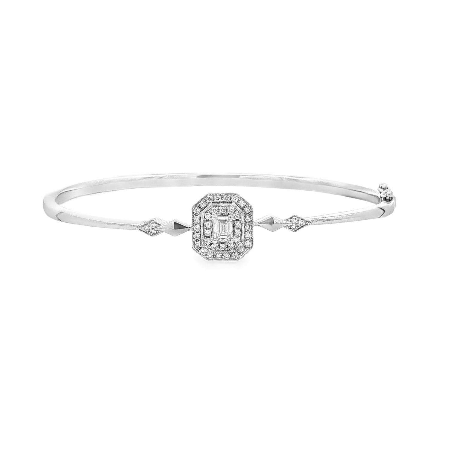 18K White Gold Natural Diamond Bangle SC0010