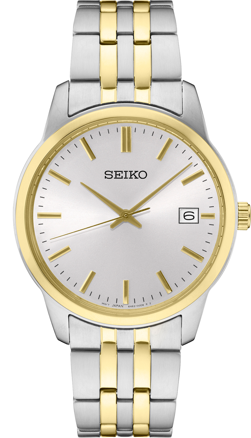 Seiko Men's Essentials Quartz White Dial Two-Tone Band Watch SUR402