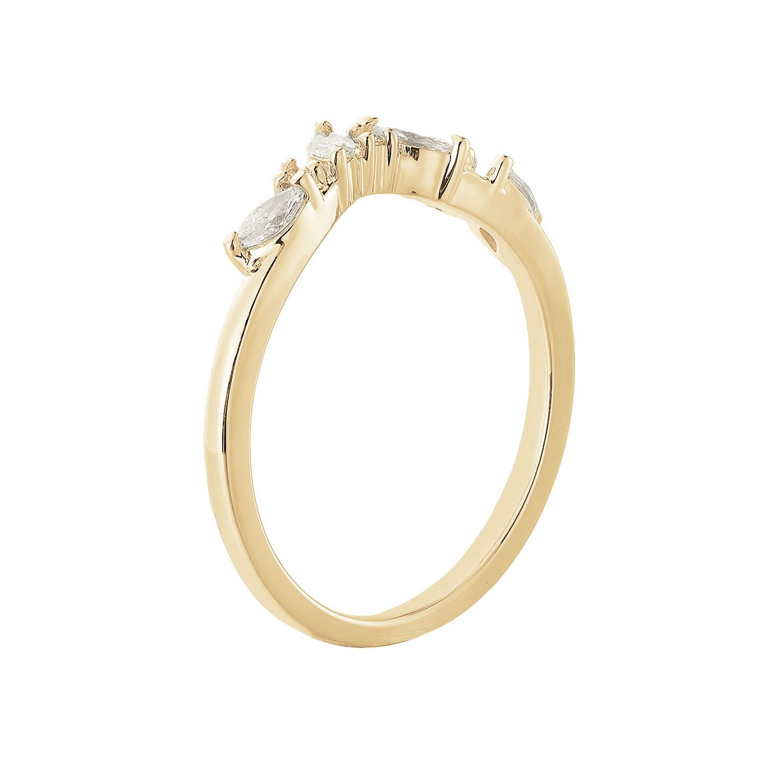 14k Yellow Gold Marquise Natural Diamond Curved Band MZ8125