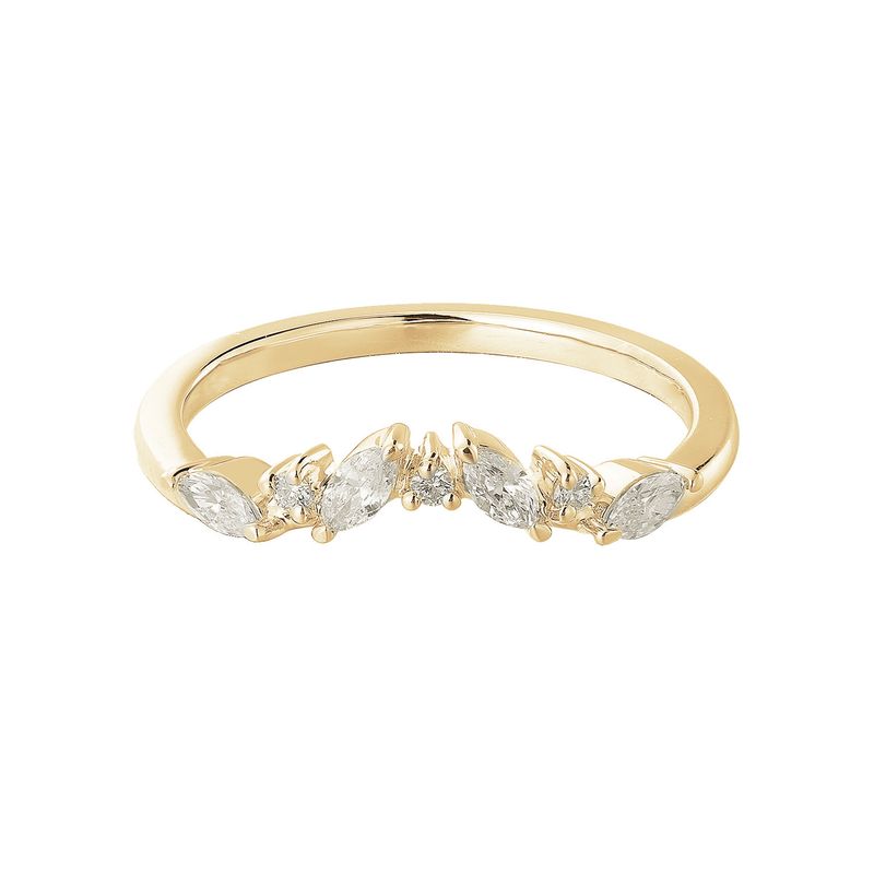 14k Yellow Gold Marquise Natural Diamond Curved Band MZ8125