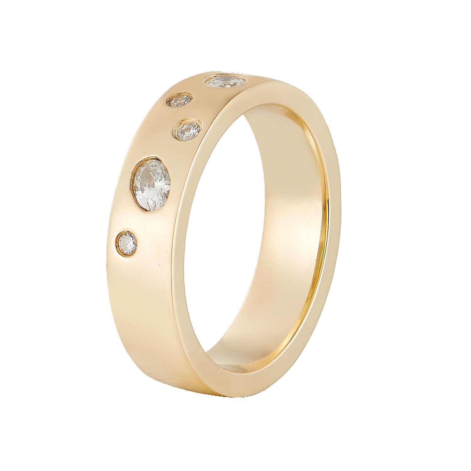 14K Yellow Gold Natural Diamond Wide Band MZ12036