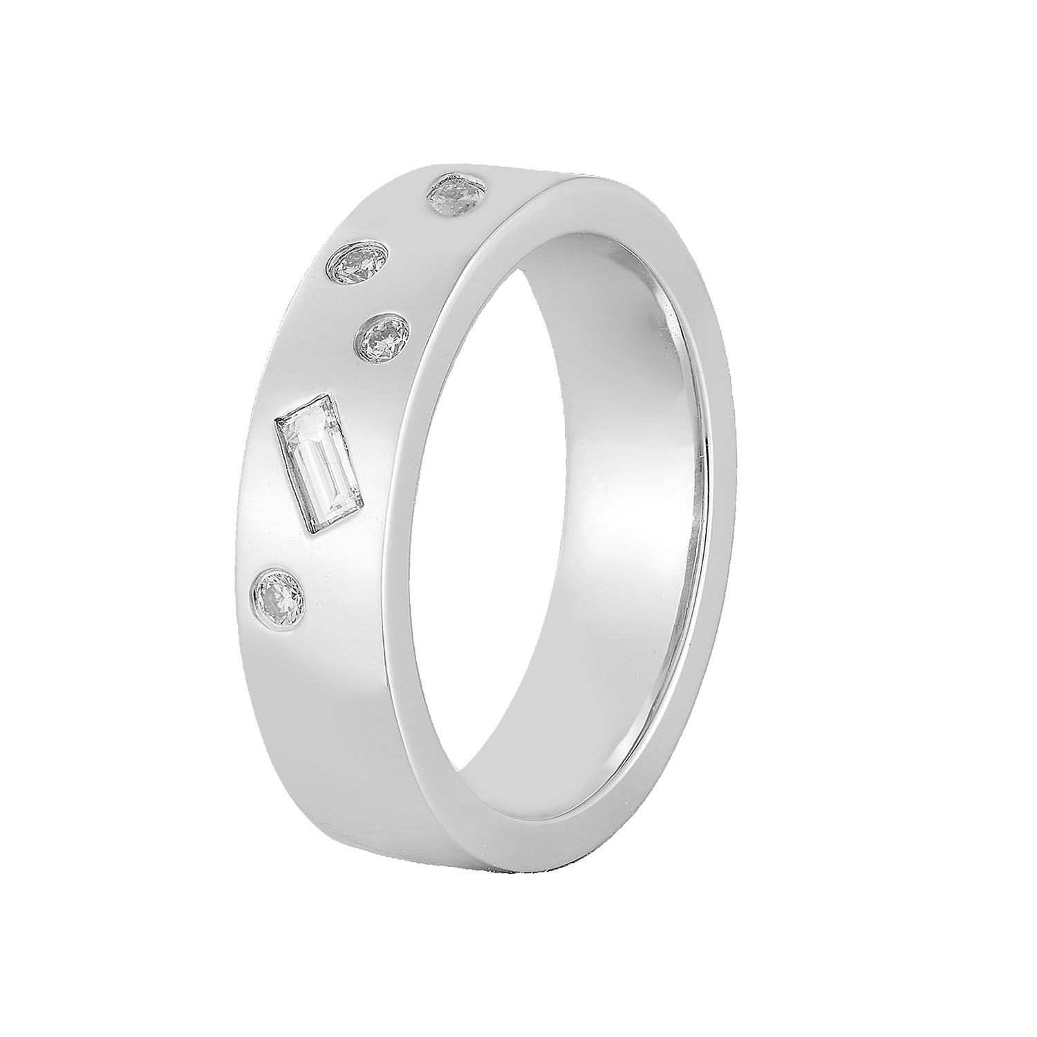 14K White Gold Natural Diamond Wide Band MZ12036-1