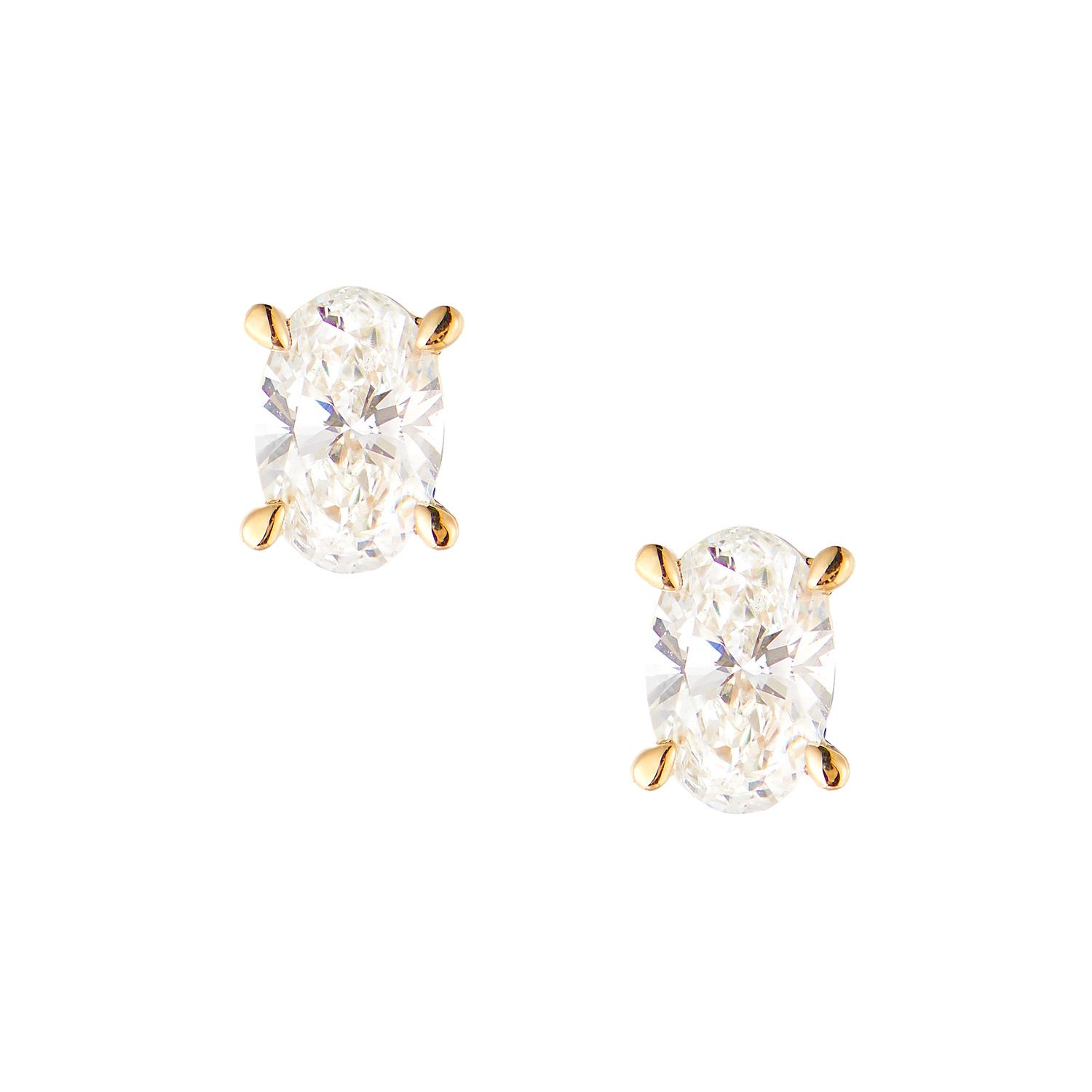 14K Yellow Gold Lab Grown Oval Diamond Stud Earrings MZ12468-1, Colour: 14KY-1.02g-0.786ct-LG