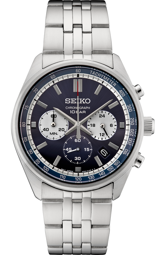 Seiko Essentials Chronograph Blue Dial Stainless Steel Men's Watch SSB427