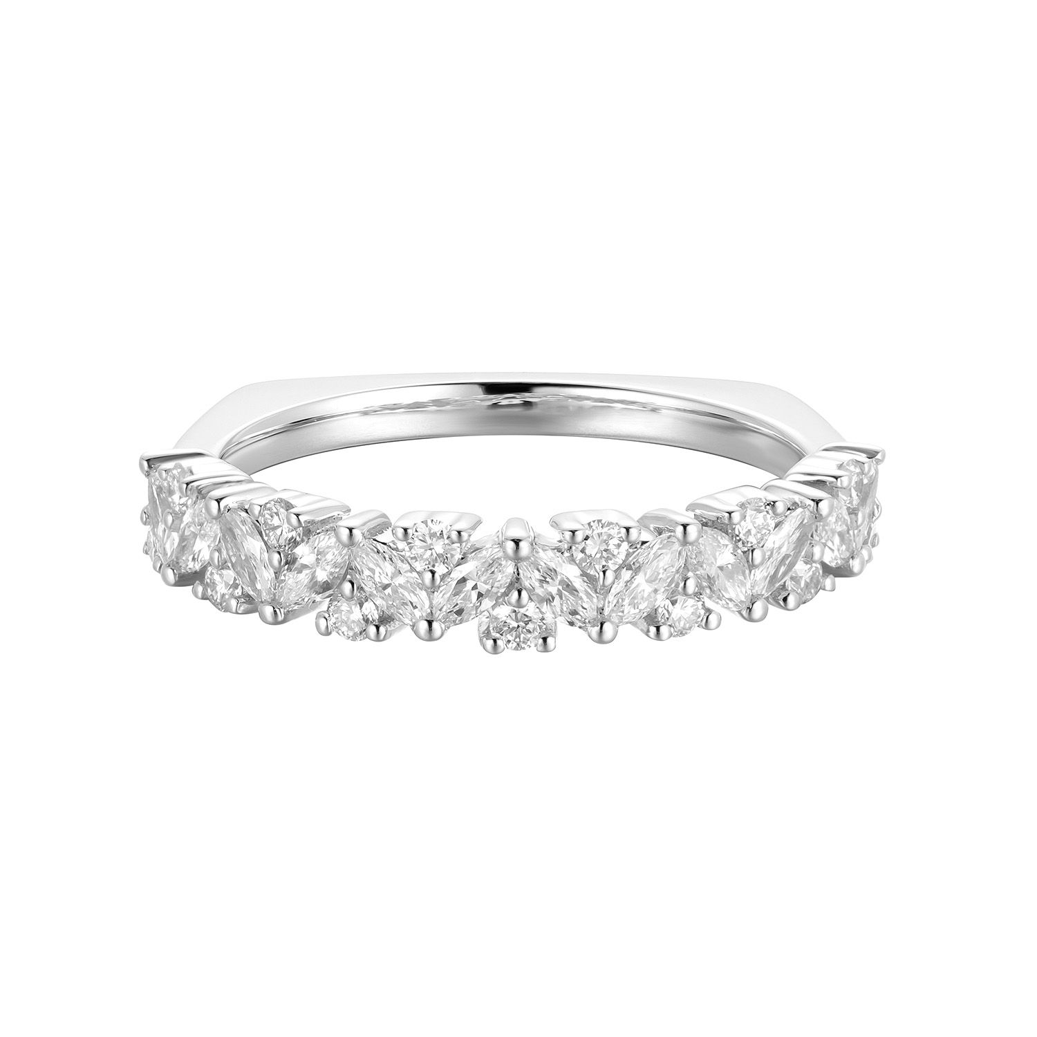 14K White/Yellow Gold Lab Grown Diamond Wedding Band MZ9466-6.5#, Colour: 14KW-2.34g-0.515ct-LG