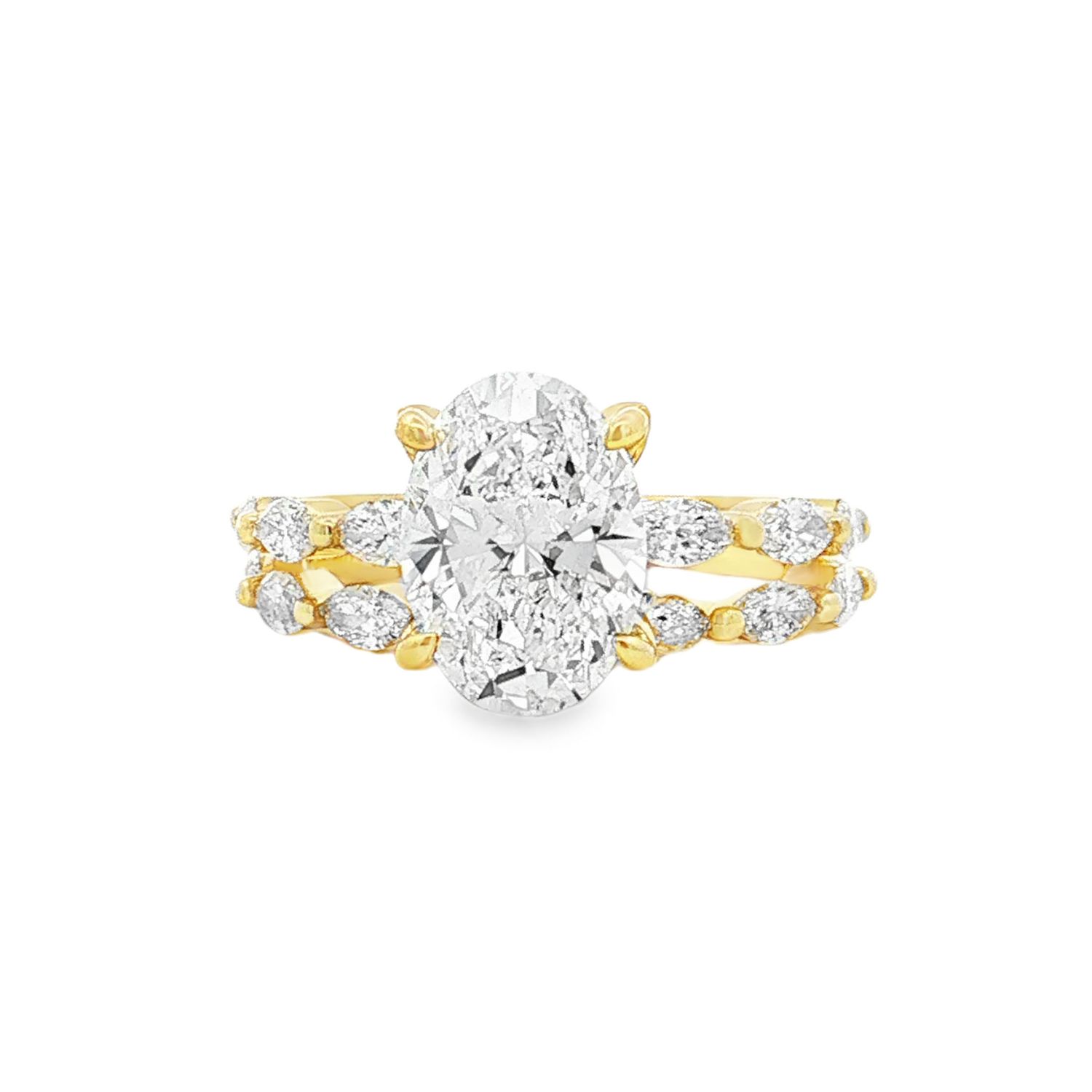 IGI Certificate 14K Yellow Gold Lab Grown Diamond Ring Set MZ13702-6.5#
