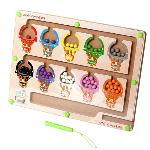 Magnetisches Holz-Eiscremefarben-Labyrinth