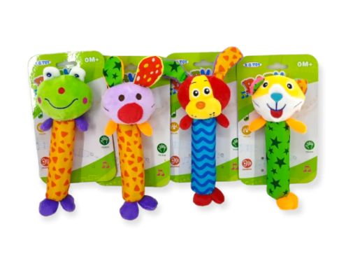 4er Set - Baby Greifling Rassel, Plüschtiere mit Rassel