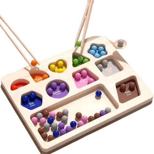 Montessori Holzperlen-Sortierspiel, Lernspielzeug