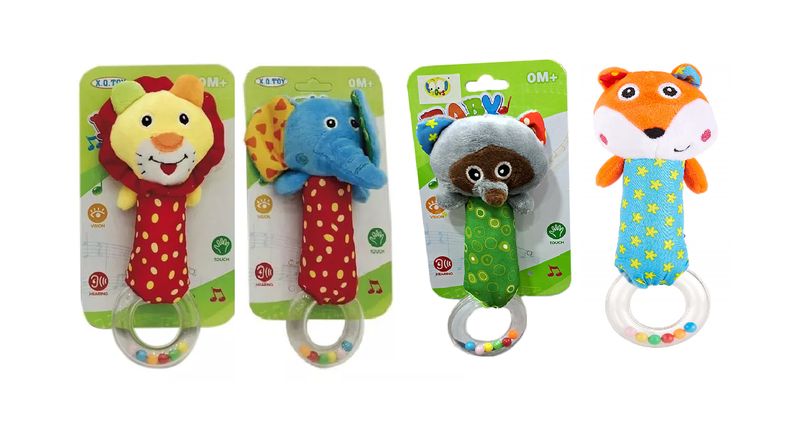 4er Set - Baby Rassel, Greiflinge mit Kugeln