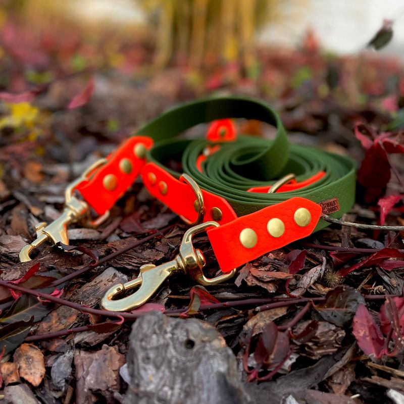 Smycz przepinana dla większego psa - Oliwkowy