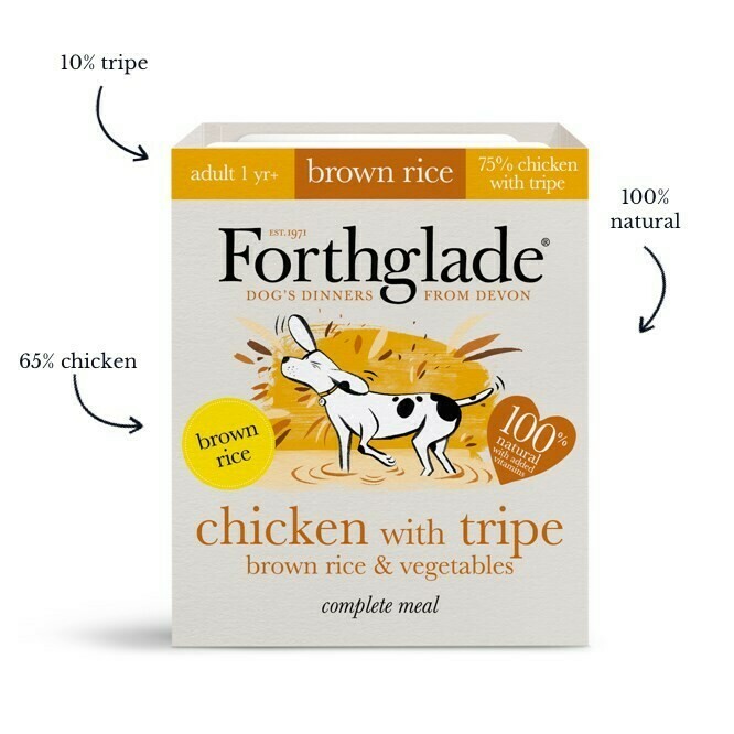 Forthglade chicken with tripe, brown rice & vegetables Forthglade chicken with tripe, brown rice & vegetables