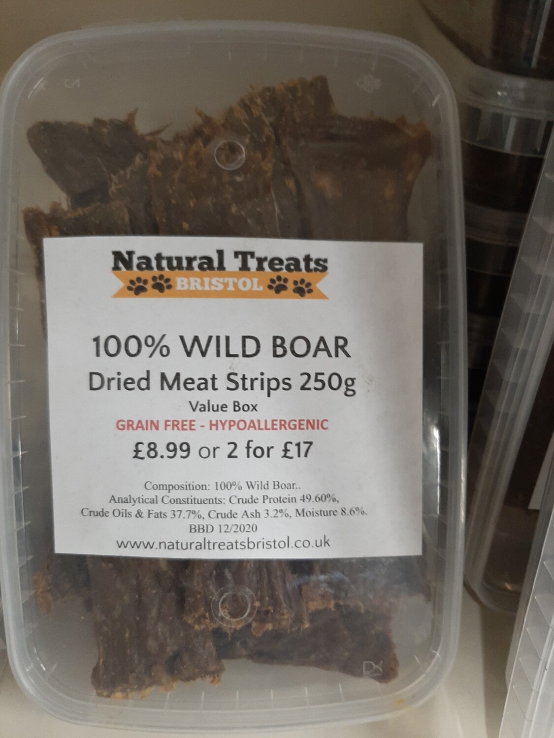 100% Dried Wild Boar Meat Strips 200g 100% Dried Wild Boar Meat Strips 200g