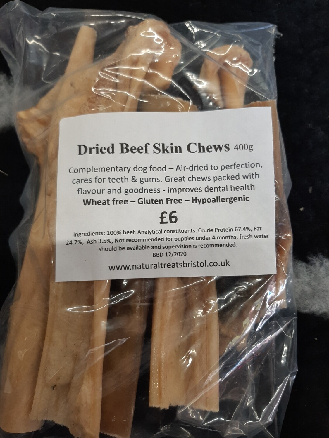 Dried Beef Skin Scalp Chews 400g Dried Beef Skin Scalp Chews 400g