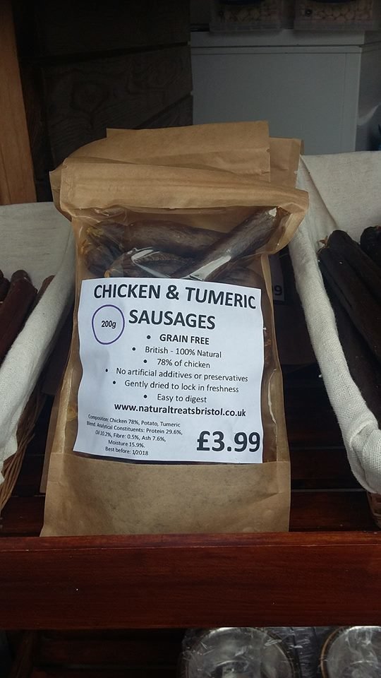 CHICKEN & TURMERIC SAUSAGES 200g, Grain Free CHICKEN & TURMERIC SAUSAGES 200g, Grain Free