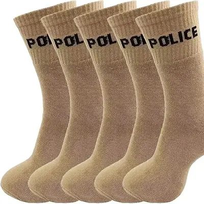 5pcs Khakhi Police High Ankle Socks