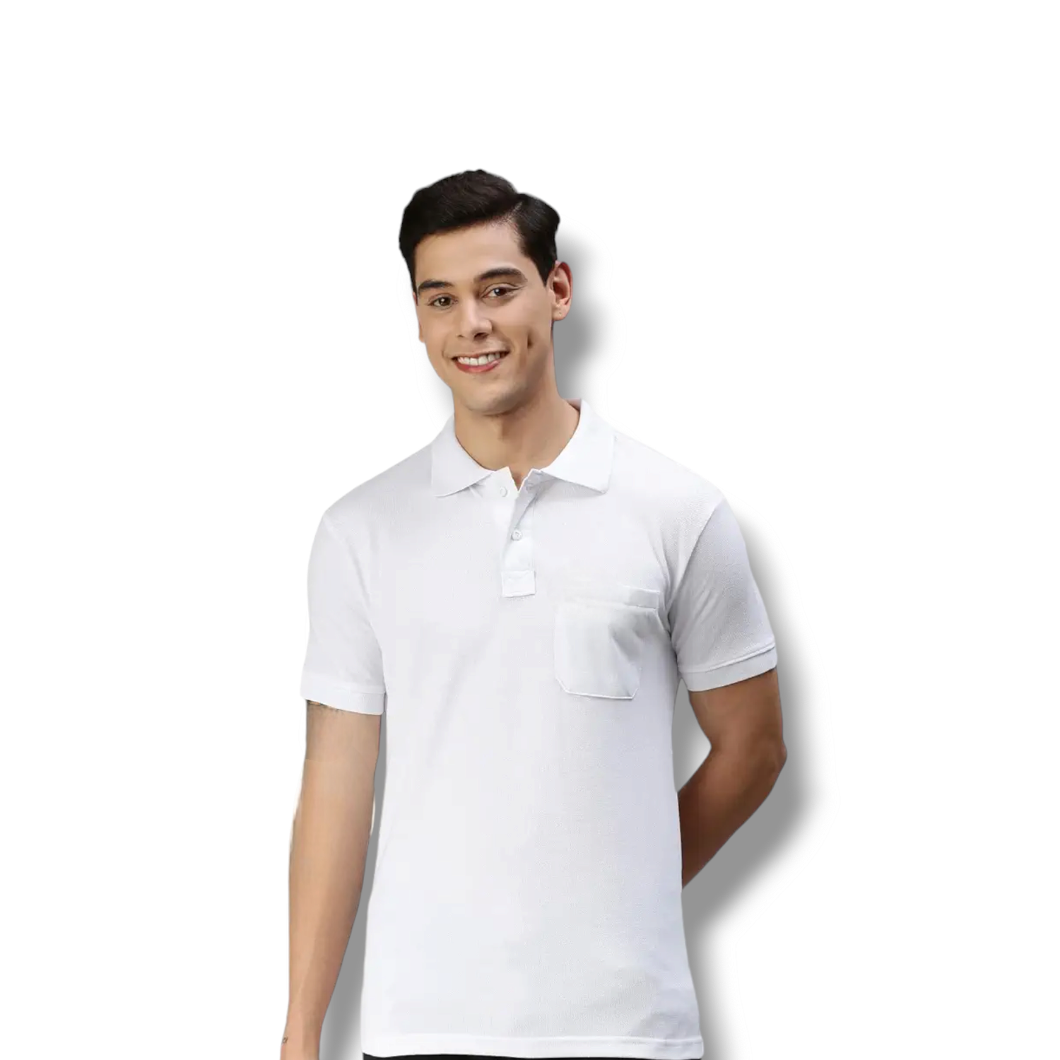 S&amp;S Pure White Collar T shirt