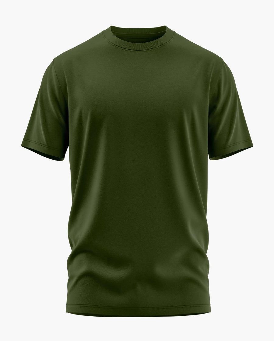 Pure Green Round Neck Half Sleeve cotton T shirt