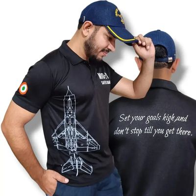 Mig21 Black Collar Neck T shirt