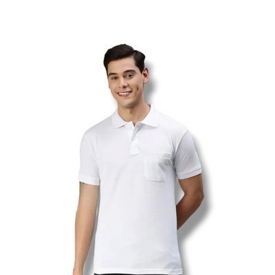 S&amp;S Pure White Collar T shirt