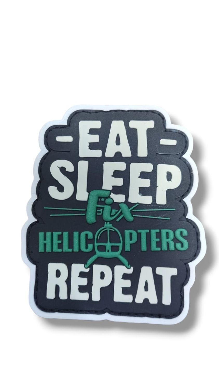 Eat Sleep Helicopter Overall Silicon Patch