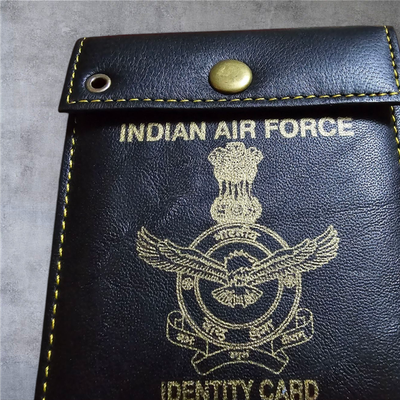 Golden Thread Leather Id Card Cover