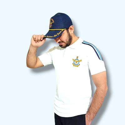Airforce Collar Neck White T shirt