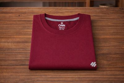 ONN Men's Half Sleeves Round Neck Maroon 100% Cotton T-Shirt