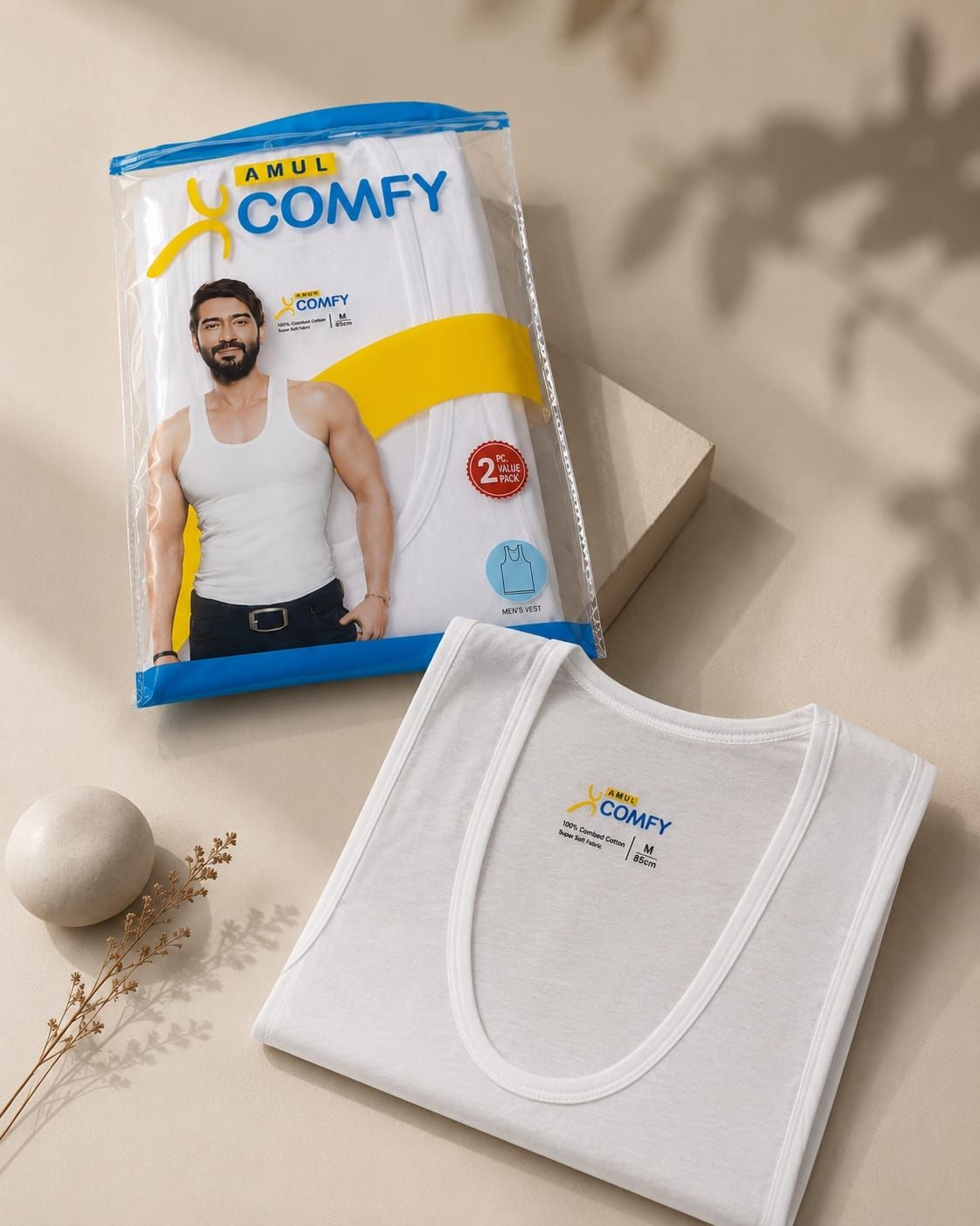 2pc pack Amul Comfy Men's Vest 