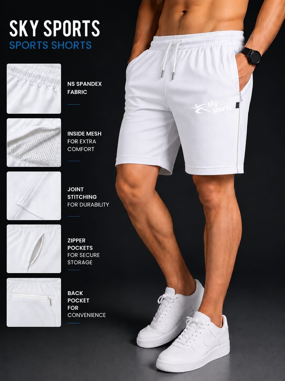 Ns Spandex Pure White Shorts