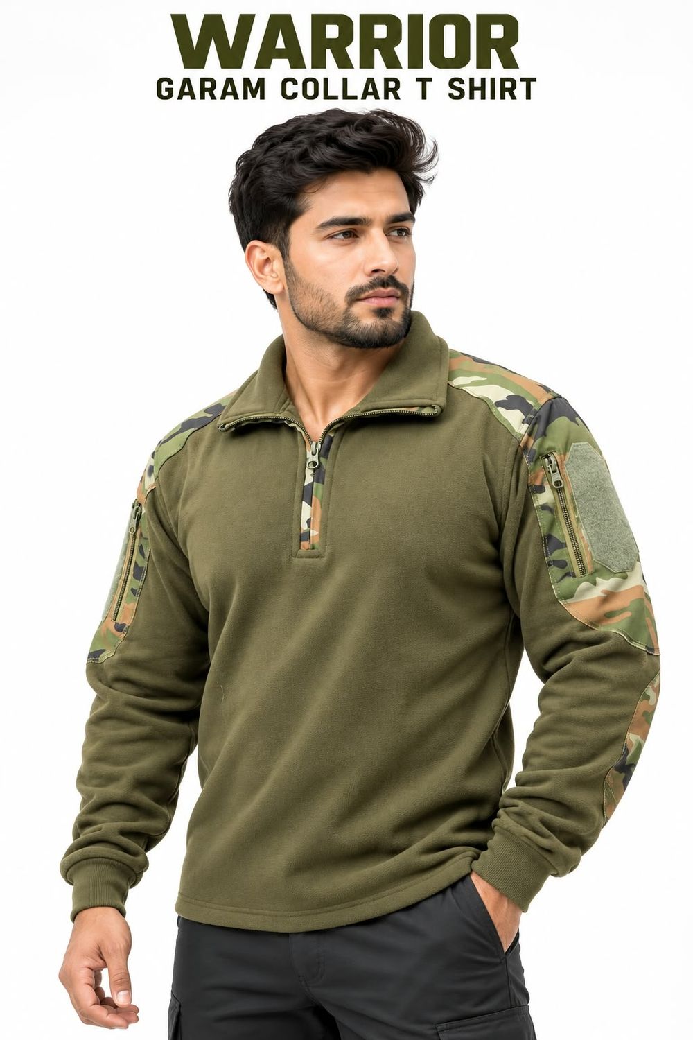 Warrior tactical  Fleece Collar Neck Garam T shirt