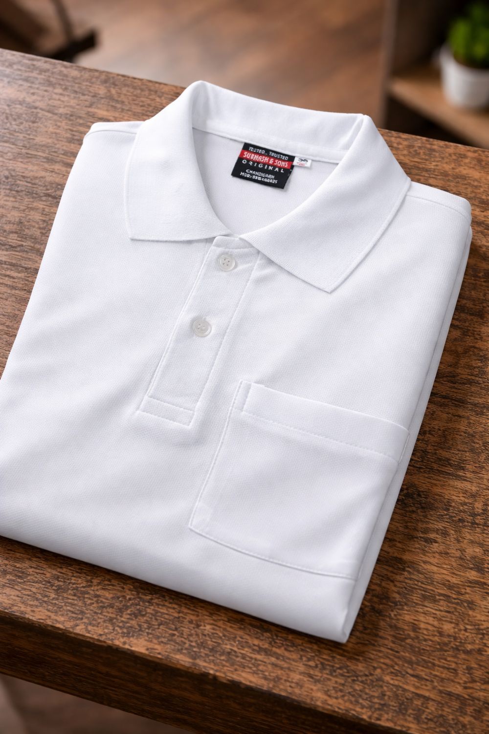 S&amp;S Pure White Collar T shirt