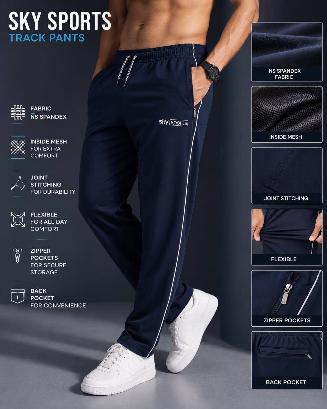 Sky Sports Ns Spandex Blue PT Trackpant