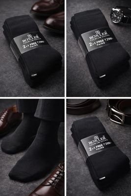 3pcs Pack Foxler Black Uniform Socks