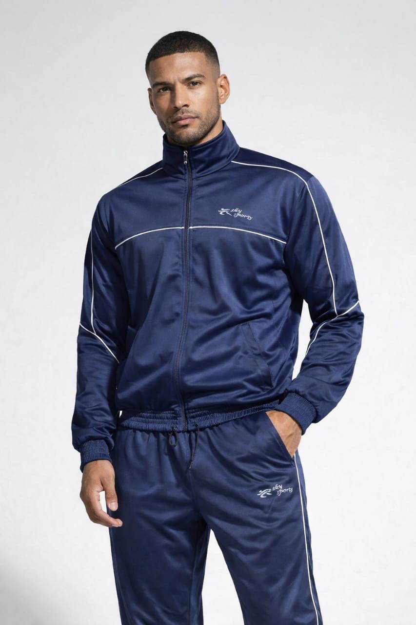 Plain Blue Heavy TrenzPoly Tracksuit
