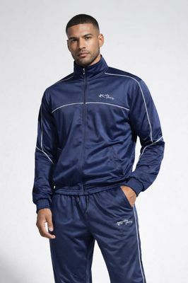 Plain Blue Heavy TrenzPoly Tracksuit