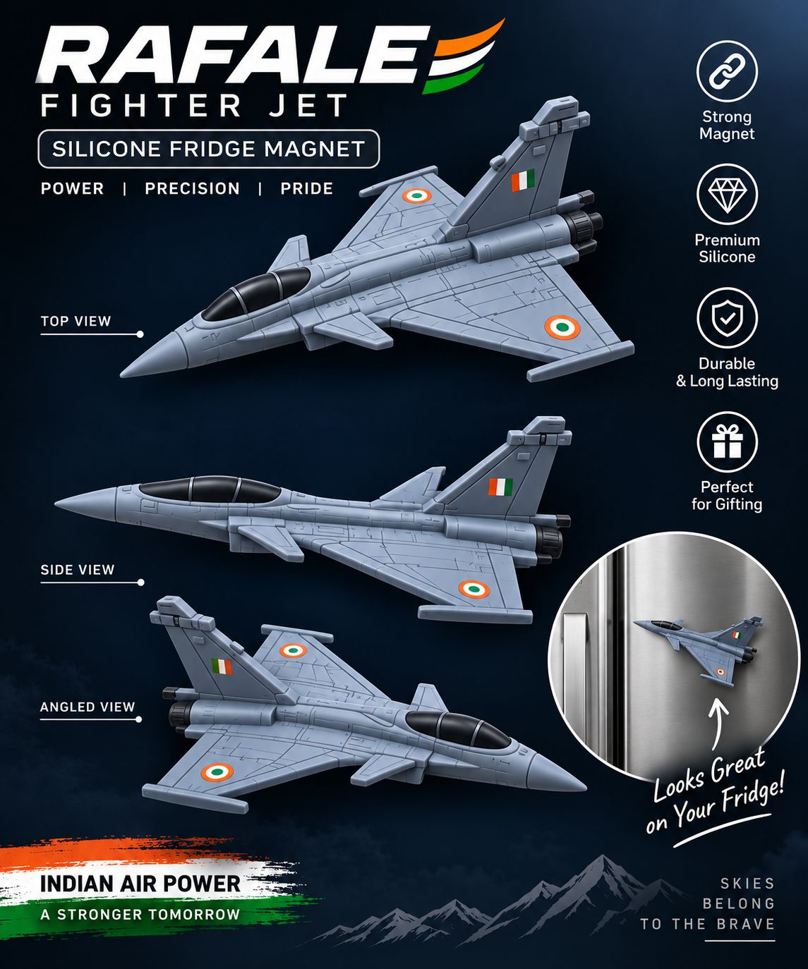 Rafale 3D Silicon Fridge Magnet