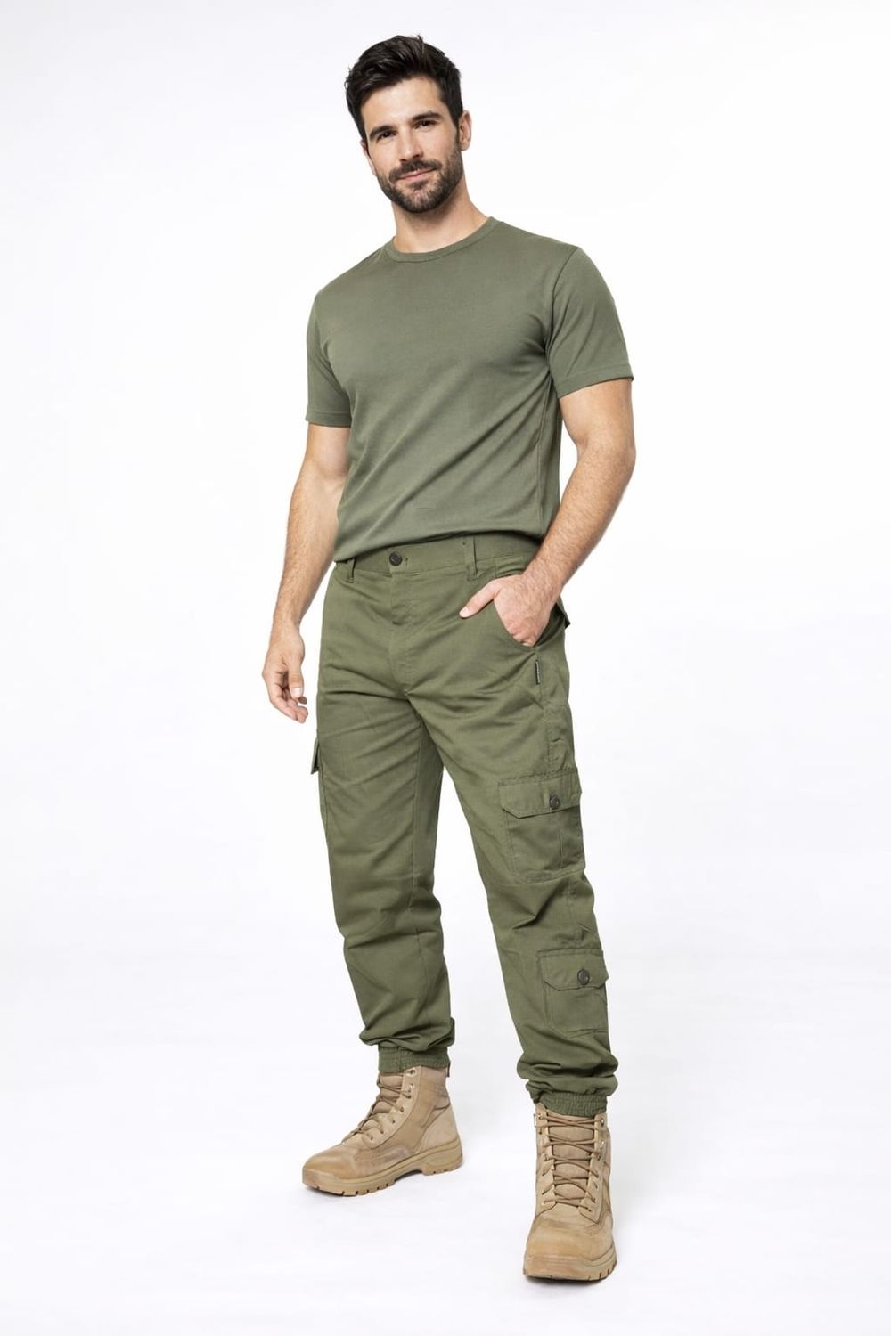 Green 8 Pocket Checkbruck Cargo Trackpant
