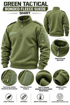 Green Tactical Bonded Fleece Suede Shirt