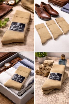 3pcs Foxler Khakhi Cotton Socks