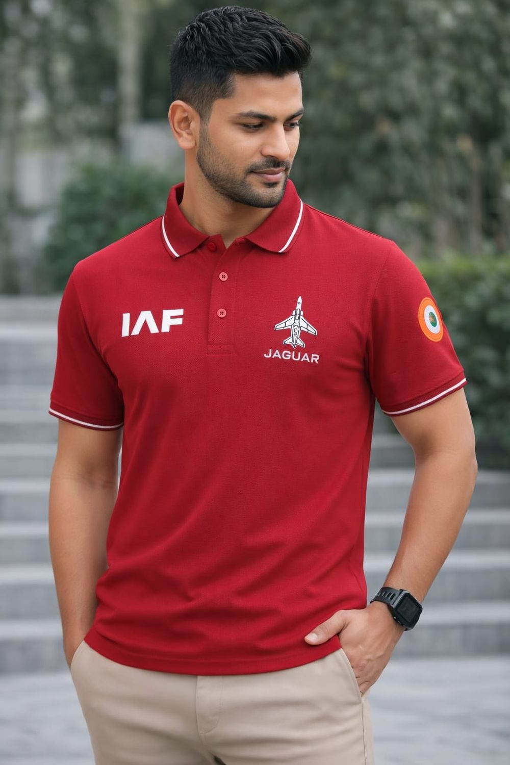 Maroon Jaguar Matty Collar T shirt