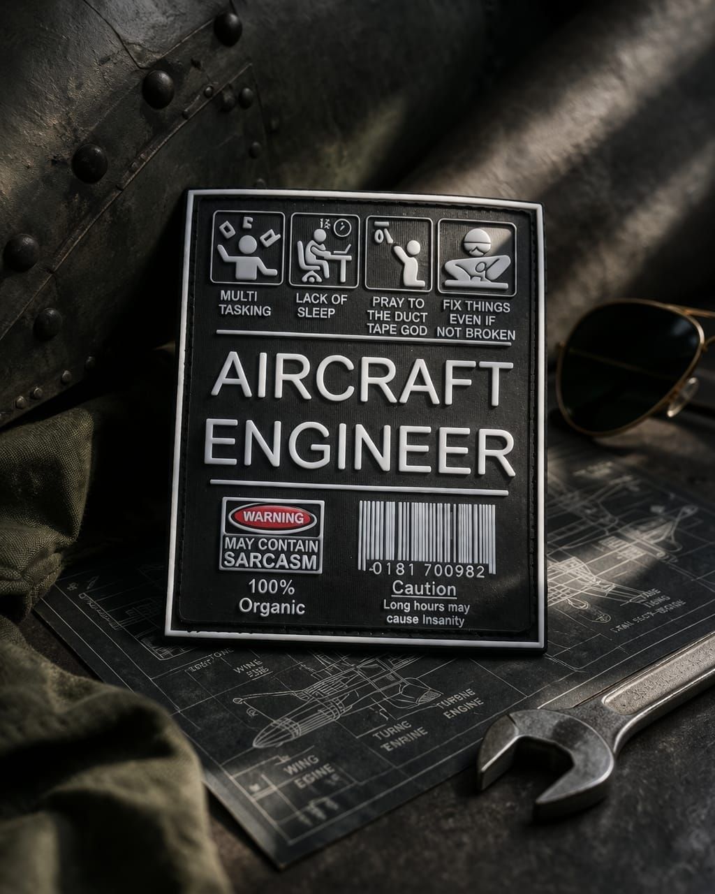 Aircraft Engineer Overall Silicon Patch