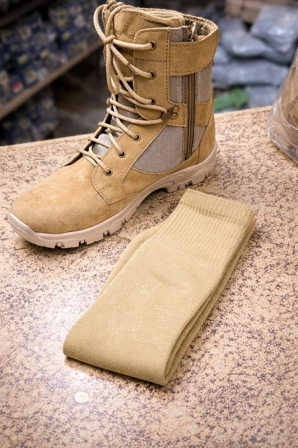 New Combat Khakhi Terry Socks