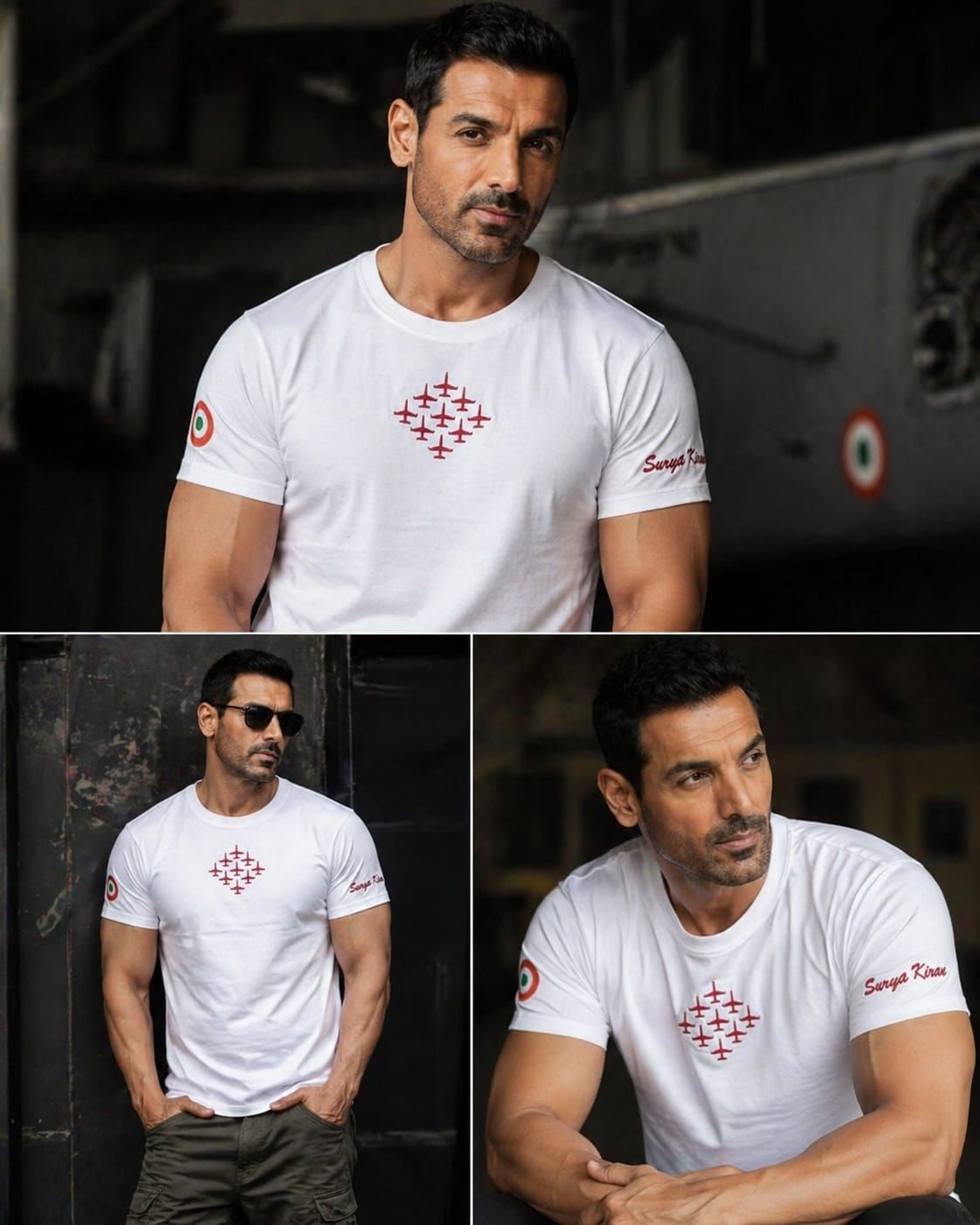 Suryakiran White round neck cotton t shirt