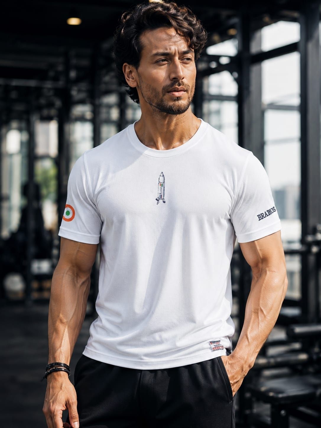 White Brahmos Sinker Round Neck T shirt