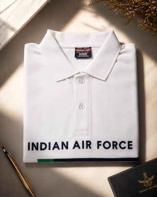 IAF White Triline Matty Collar T shirt