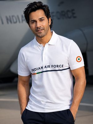 IAF White Triline Matty Collar T shirt