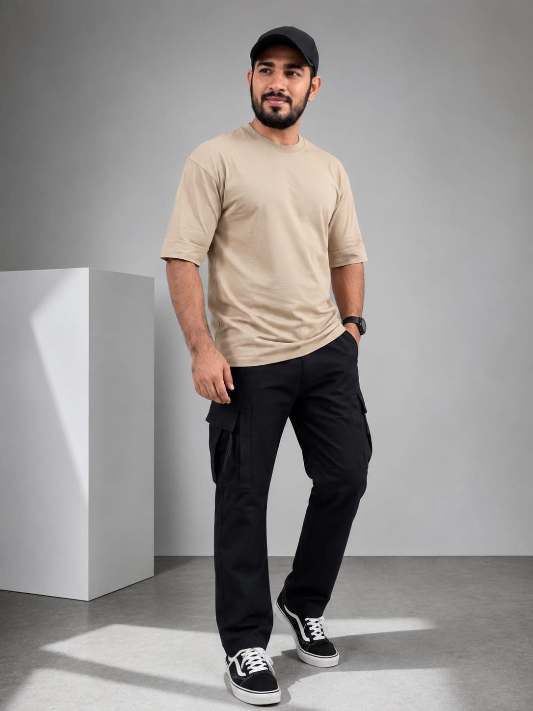 Terry Crush Cargo &amp; Drop Shoulder Set