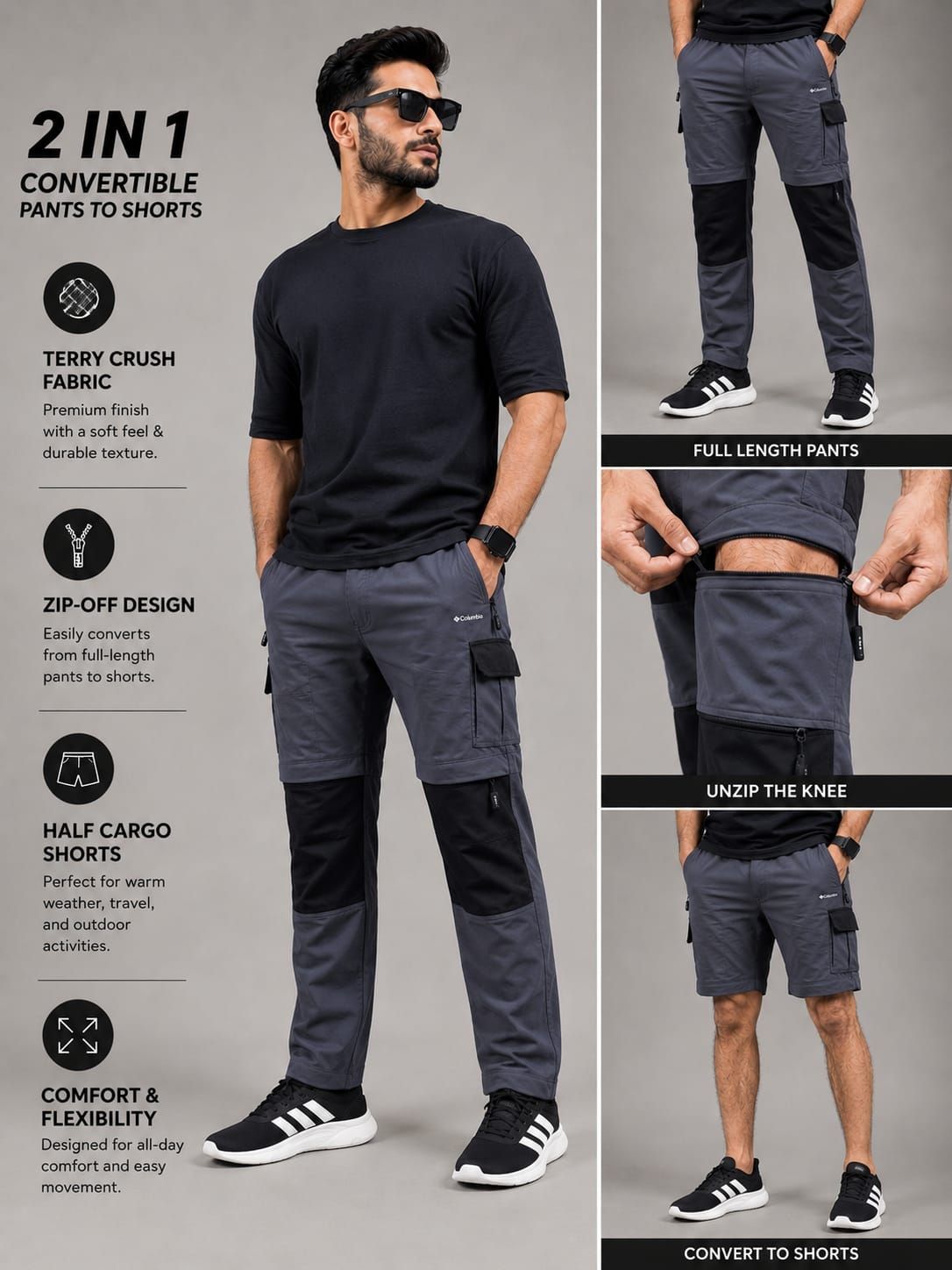 Divider Terry Crush Cargo &amp; Drop Shoulder Set
