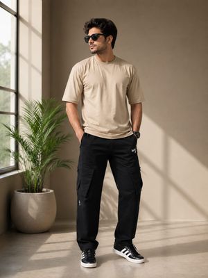 Parachute Lycra pant Style Cargo &amp; Drop Shoulder Set